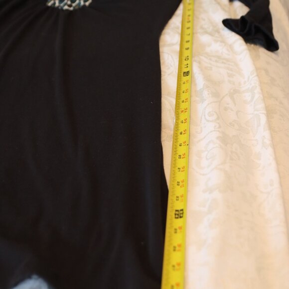 Prana Black Long Sleeve Dress V-Neck with Retro Circle/Oval Design Large - Picture 10 of 13